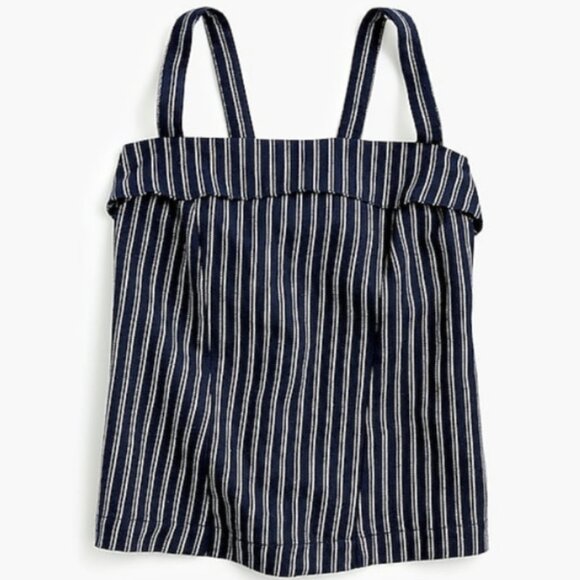J. Crew Point Sur Turnover linen striped tank top 4 - Picture 3 of 12